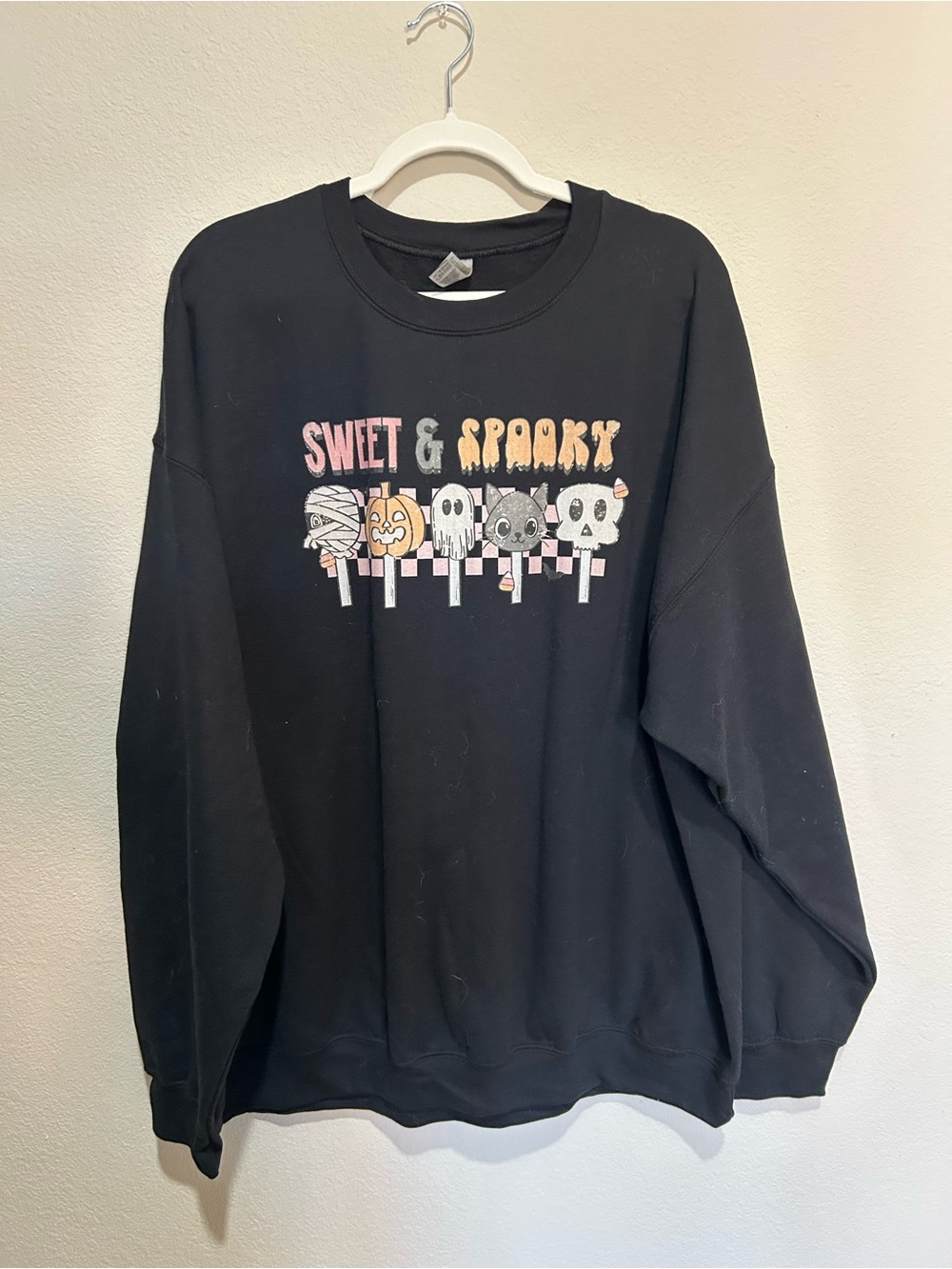 Sweet & Spooky Black Halloween Graphic Sweatshirt
